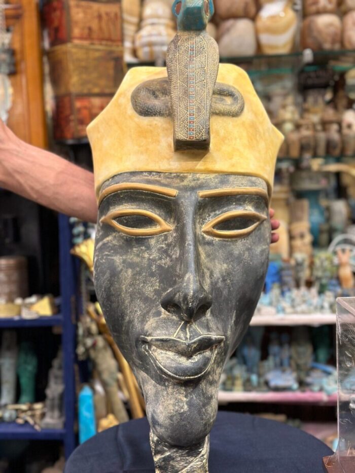 Akhenaten Hanging Mask, Egyptian Mythology Sculpture, Museum Replica