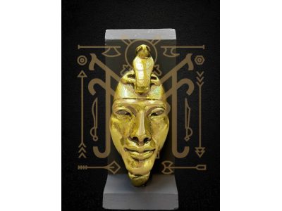 Akhenaten Mask, Egyptian Antique Replica, Gold Leaf Statue