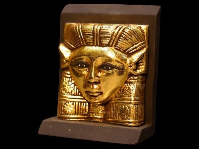 Antique Hathor Statue – Egyptian Goddess of Love, Gold Leaf Sculpture