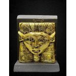 Antique Hathor Statue – Egyptian Goddess Sculpture, Gold Leaf Stone