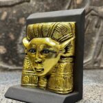Antique Hathor Statue – Egyptian Goddess Sculpture, Gold Leaf Stone - صورة إضافية 5