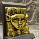 Antique Hathor Statue – Egyptian Goddess Sculpture, Gold Leaf Stone - صورة إضافية 6