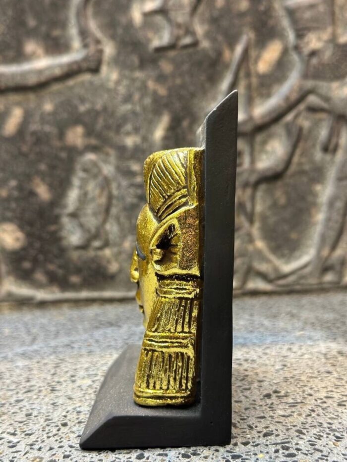 Antique Hathor Statue – Egyptian Goddess Sculpture, Gold Leaf Stone - صورة إضافية 8