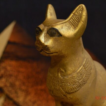 Bastet Cat Statue, Egyptian Mythology, Gold Leaf