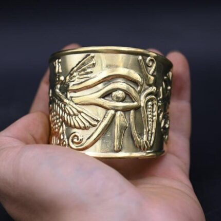 Brass Eye of Horus Bracelet: Egyptian Mythology Talisman
