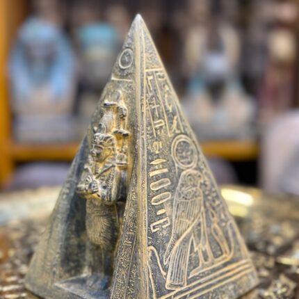 Egyptian Black Stone Pyramid – Handcrafted Horus Monument