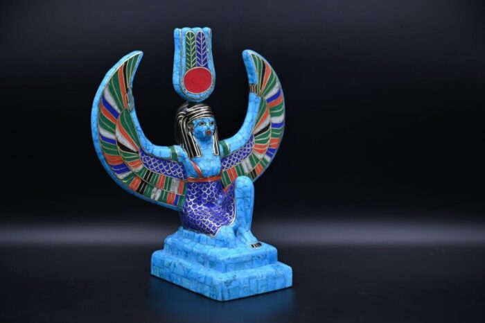 Egyptian Goddess Isis Statue, Gemstone Home Decor Replica - صورة إضافية 2