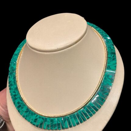 Egyptian Malachite Necklace - Gold Plated Brass