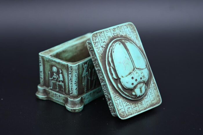 Egyptian Scarab Box, Good Luck Stone Replica