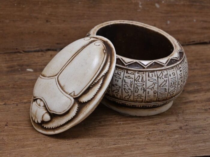 Egyptian Scarab Jewelry Box: Stone Trinket Box, Home Decor