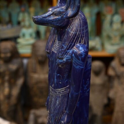 Elegant Statue of God Anubis-Lapis Lazuli Stone-Handcrafted-Antique Egyptian Protection of the Dead Royal Cemetery-Mummification sculptures