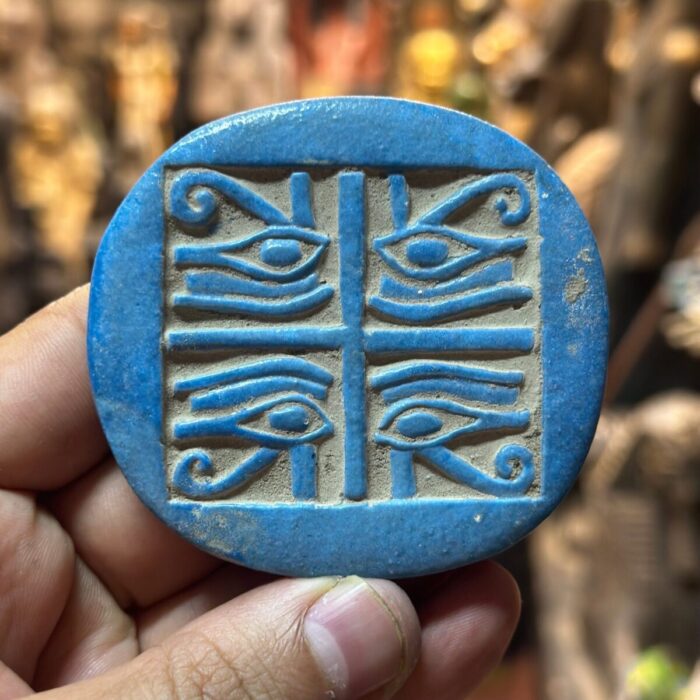 Eye of Horus and Ra Faience Statue – Egyptian Good Luck Symbol
