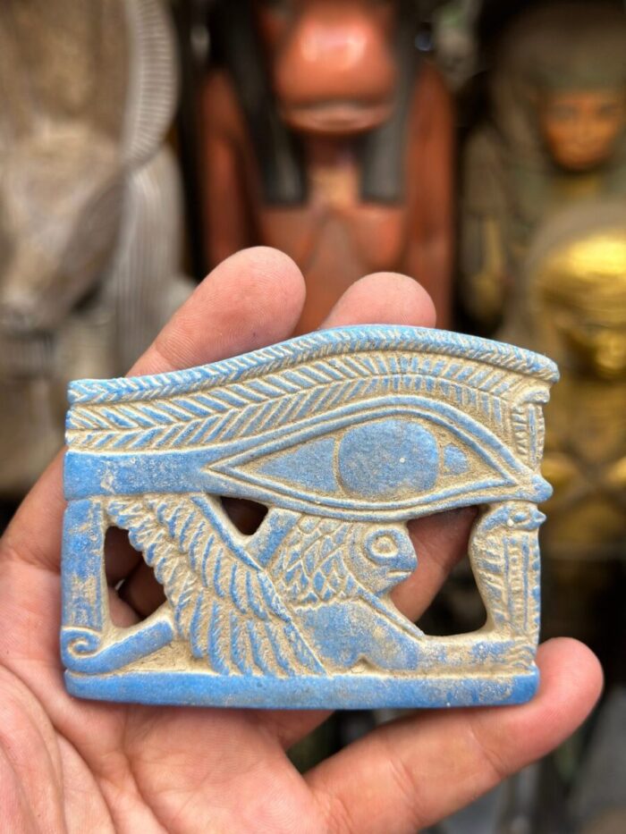 Faience Eye of Horus Amulet, Egyptian Protection Symbol
