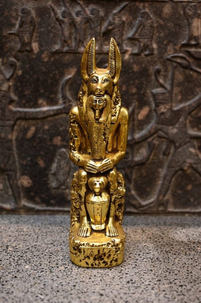 Gold Leaf Anubis Statue – Egyptian God Replica - صورة إضافية 3