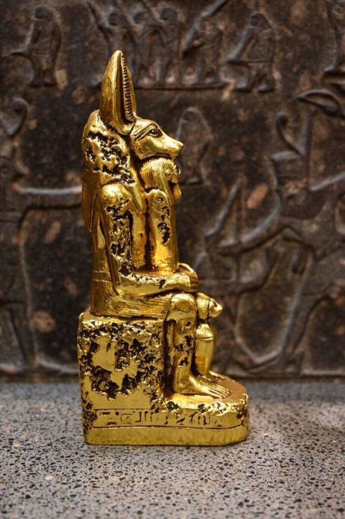 Gold Leaf Anubis Statue – Egyptian God Replica - صورة إضافية 6