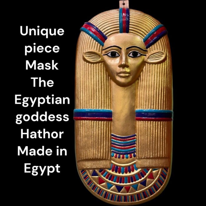 Gold Leaf Hathor Mask, Egyptian Goddess Sculpture, Made in Egypt