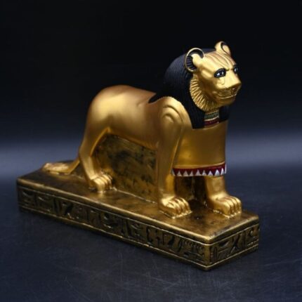Gold Leaf Sekhmet Statue: Egyptian Lioness Goddess Replica