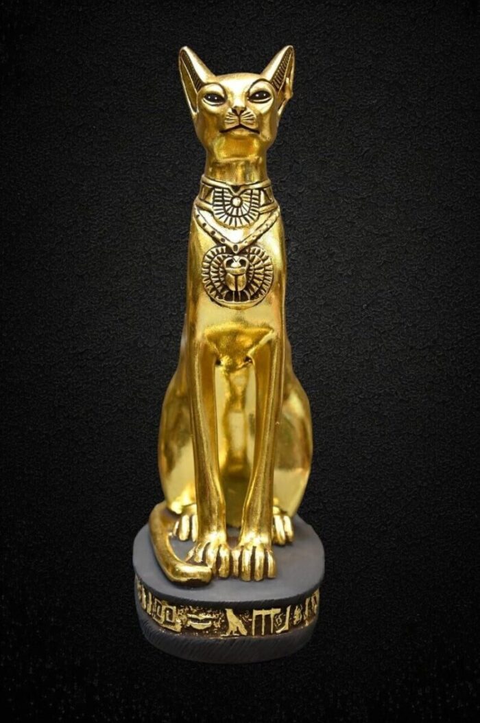 Golden Bastet Statue, Egyptian Goddess of Protection, Replica