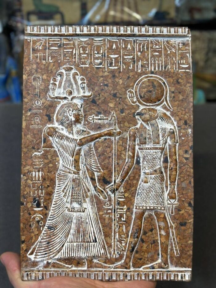 Granite Ra Relief – Egyptian God of Sun, Ancient Decor - صورة إضافية 5