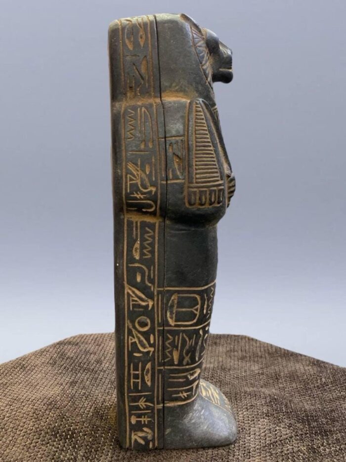 Hand Carved Basalt Sekhmet Sarcophagus, Ancient Egyptian Goddess Replica - صورة إضافية 5