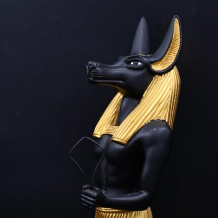 Handcrafted Anubis Statue: Egyptian God of Mummification, 40cm Natural Stone