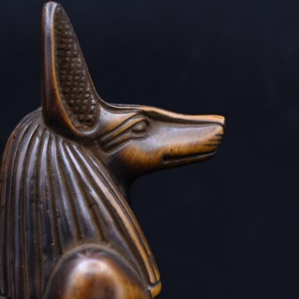Handcrafted Anubis Statue: Egyptian God of Protection, Brown Stone (23cm)