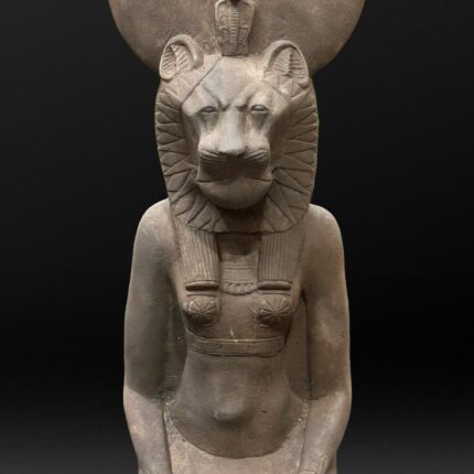 Handcrafted Basalt Sekhmet Statue, Egyptian Goddess of War