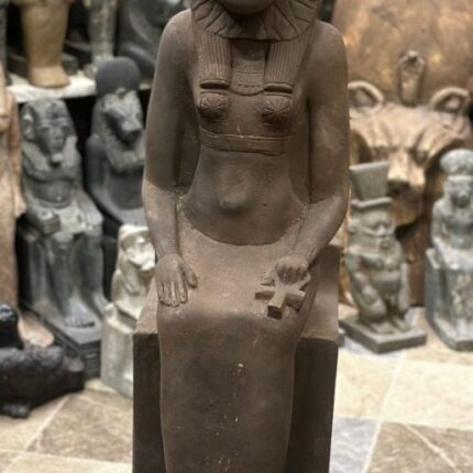 Handcrafted Basalt Sekhmet Statue, Egyptian Goddess of War