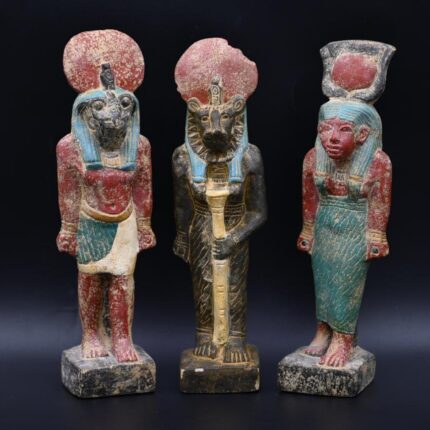 Handcrafted Hathor, Sekhmet, & Horus Statues: Egyptian Deities (20 cm)