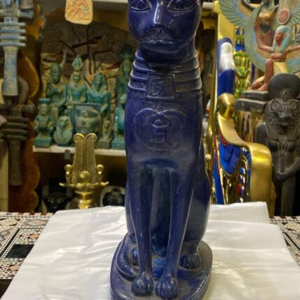 Handmade Gemstone Bastet Statue: Egyptian Goddess Home Decor