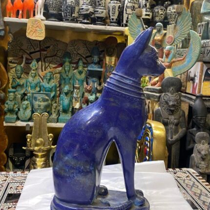 Handmade Gemstone Bastet Statue: Egyptian Goddess Home Decor