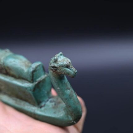 Handmade Stone Thoth Boat Statue: Egyptian Antiquity Replica
