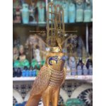 Horus Statue: Egyptian God of Protection, Gold Leaf Stone Sculpture
