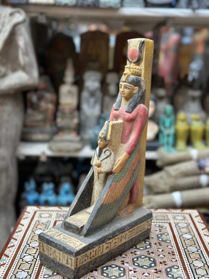 Isis and Osiris Statue, Egyptian Limestone Sculpture, Goddess of Protection - صورة إضافية 4
