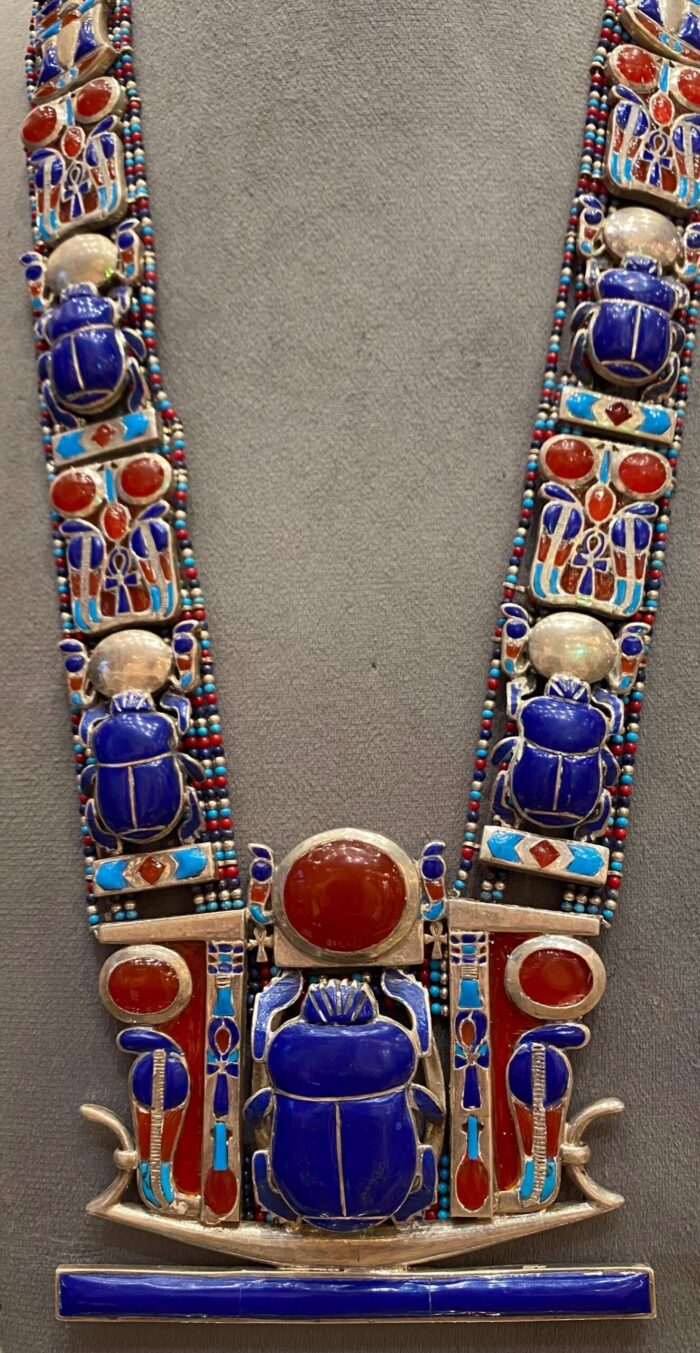 King Tutankhamun Scarab Necklace, Sterling Silver Gemstone Inlay - صورة إضافية 3