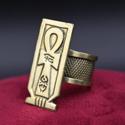 Oxidized Copper Ankh Ring: Ancient Egyptian Key of Life Symbol