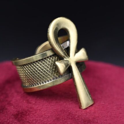 Oxidized Copper Ankh Ring: Egyptian Key of Life Symbol