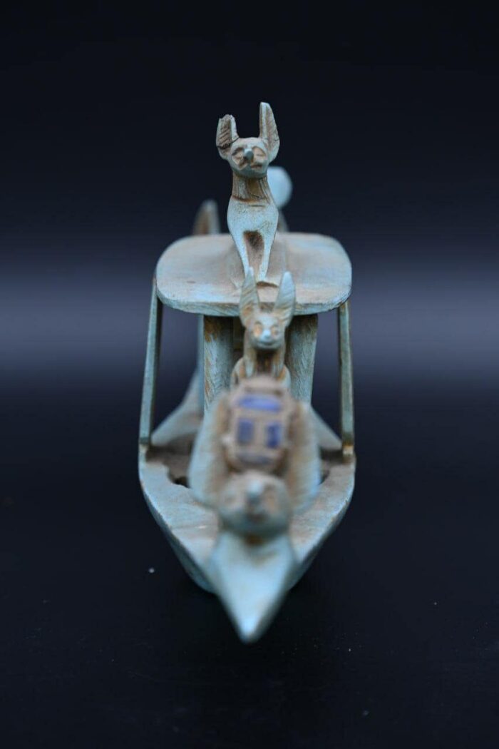 Stone Anubis Boat Statue with Horus - Egyptian Replica - صورة إضافية 6
