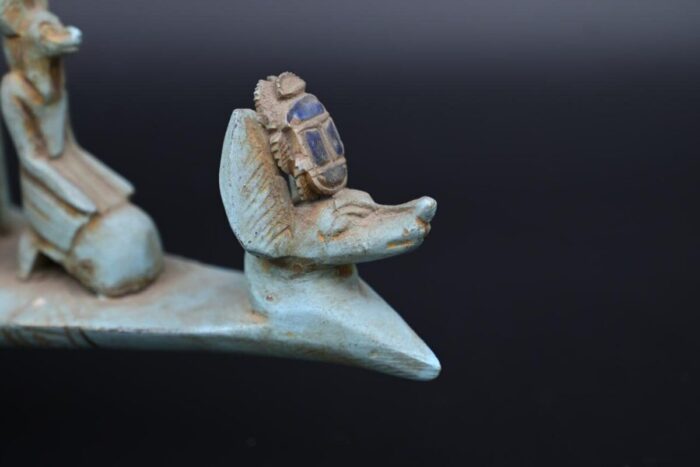 Stone Anubis Boat Statue with Horus - Egyptian Replica - صورة إضافية 8