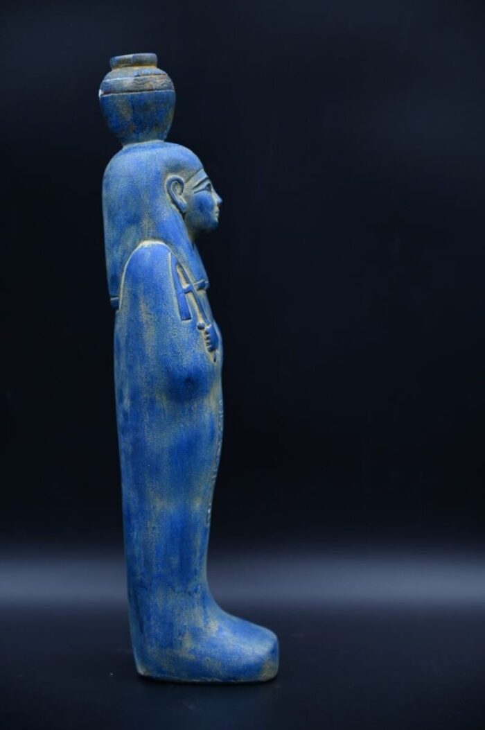 Vintage Egyptian Goddess Nut Statue, Blue Stone Sculpture - صورة إضافية 3