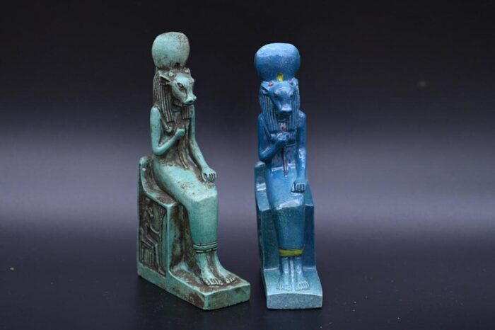 Vintage Egyptian Hathor Statue, Goddess of Love, Stone Replica