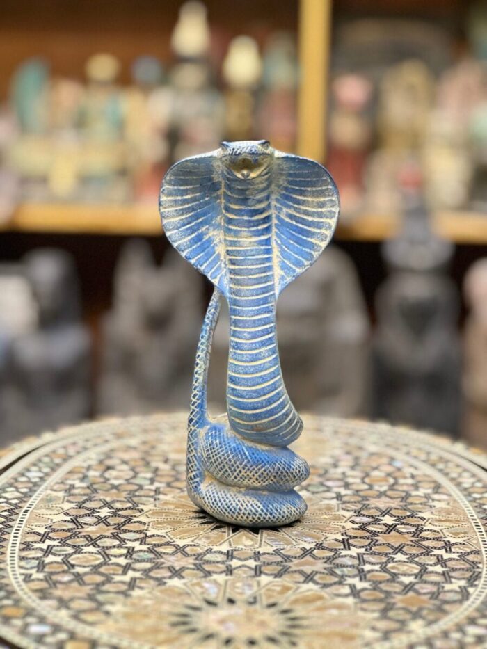 Vintage Egyptian Uraeus Cobra Statue, Wadjet Goddess Sculpture - صورة إضافية 2
