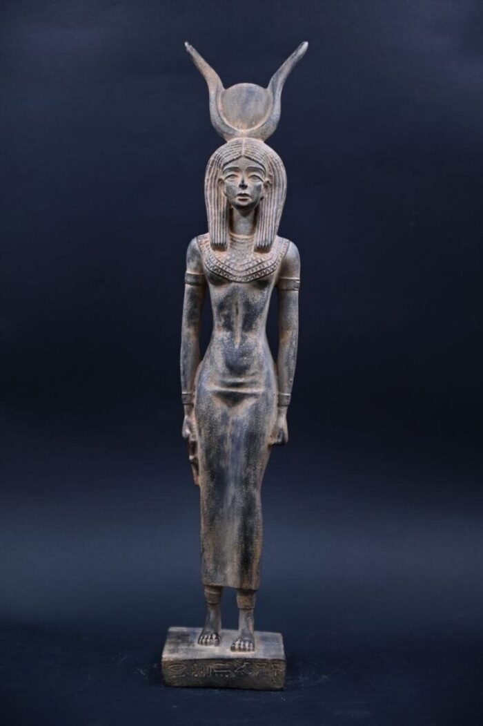 Vintage Hathor-Goddess of heaven,love,beauty, happiness-fertility in ancient Egyptian mythology-sculpture antiques statue-Egypt mythology