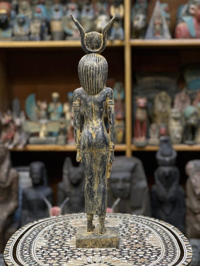 Vintage Hathor-Goddess of heaven,love,beauty, happiness-fertility in ancient Egyptian mythology-sculpture antiques statue-Egypt mythology - صورة إضافية 8