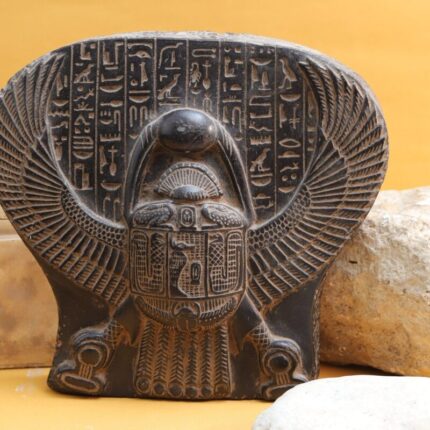 Winged Scarab Stone Carving, Egyptian Protection Symbol
