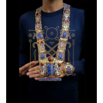 King Tutankhamun Scarab Pectoral Necklace: 24k Gold plating Lapis Lazuli