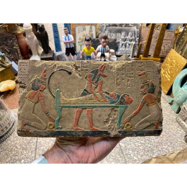 Ancient Egyptian Anubis Wall Relief Painting