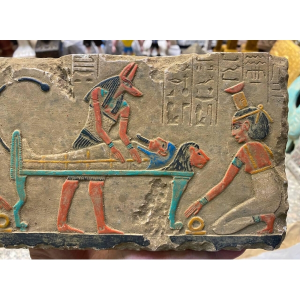 Ancient Egyptian Anubis Wall Relief Painting - صورة إضافية 3