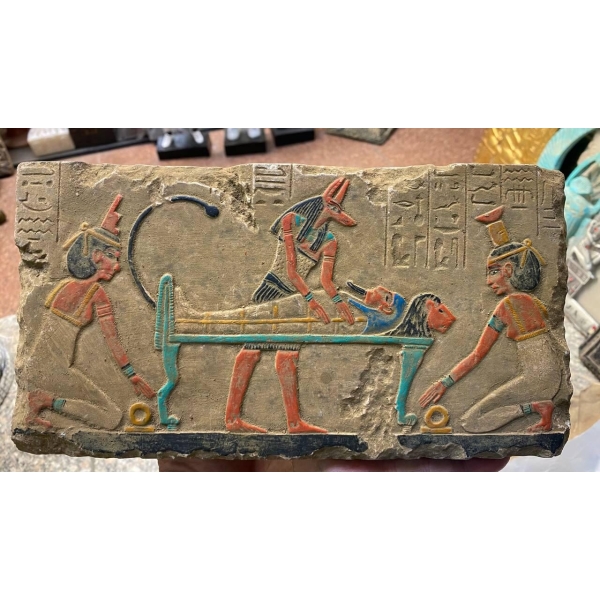 Ancient Egyptian Anubis Wall Relief Painting - صورة إضافية 6