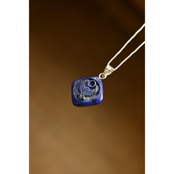 Ancient Egyptian Horus Falcon Amulet Pendant, Lapis Lazuli Carving